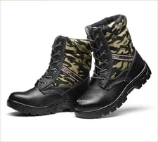 Mens Lace Up High Toe Camouflage Labor Shoes Fur Lined Work Ankle Boot Safe Shoe