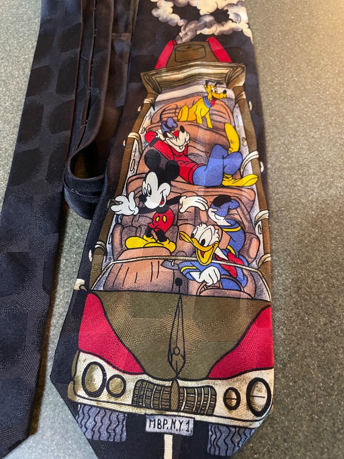 Mickey & Co Silk Neck Tie Atlas Design Goteborg Sweden Disney Goofy Donald Micky