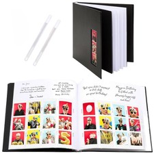 PBF 1 Pack Photo Booth Album, Guest Book with 2x6 Clear Picture Inserts, Bl...