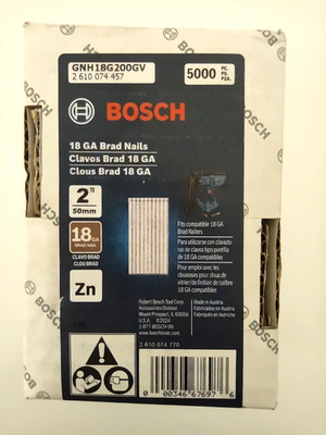 Bosch 2'' x 18GA Brad Nails Box of 5,000 Qty GNH18G200GV Galvanized Unopened