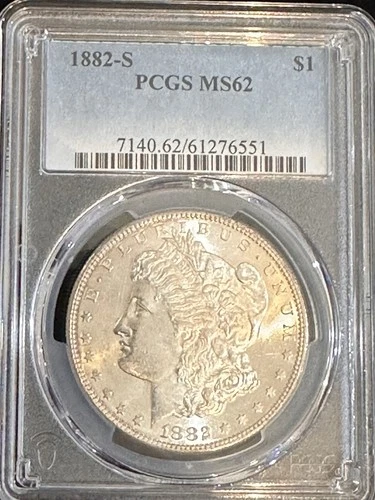 1882 S MORGAN SILVER DOLLAR PCGS MS62 Great Coin!
