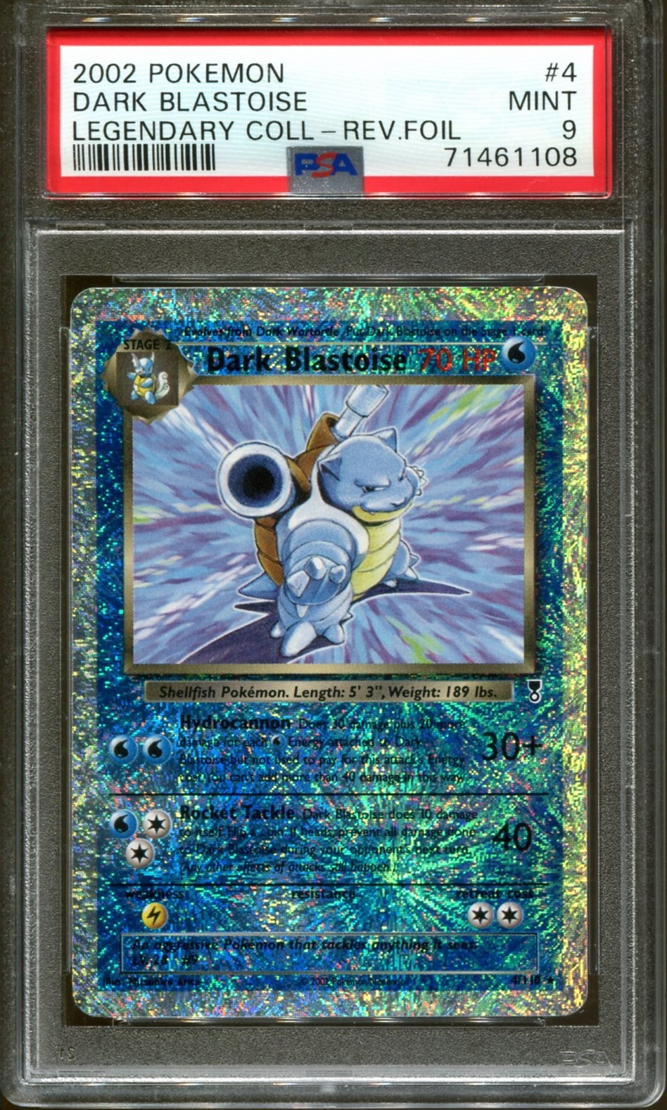 2002 POKEMON LEGENDARY COLLECTION #4 DARK BLASTOISE-REVERSE FOIL PSA 9