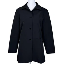 Margaret Oleary Black Microfiber Silk-Lined Jacket Coat Womens Size Small Career
