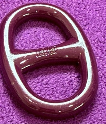 Hermes Purple Lacquer Chaine d'Ancre Scarf Ring ! Pre Owned And Has Some Wear