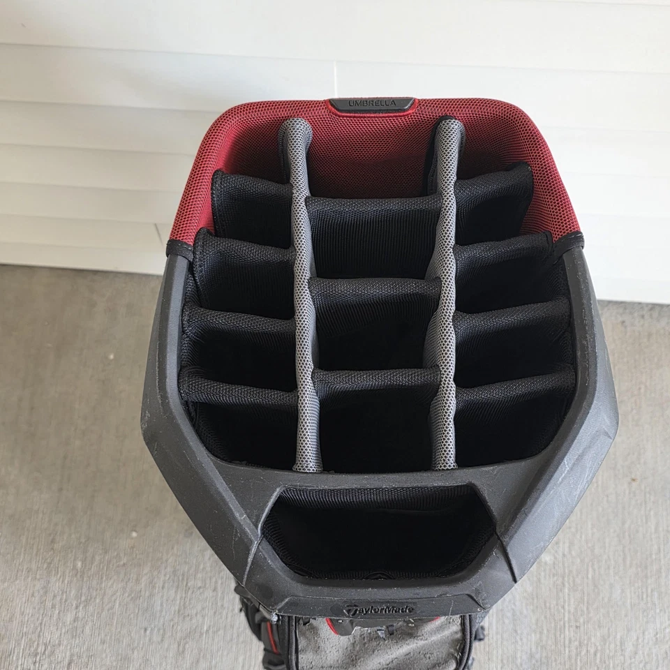 Bolsa de carrito de golf TaylorMade Catalina negra roja divisor de 14 vías bolsillos de almacenamiento Foto 3 de 4