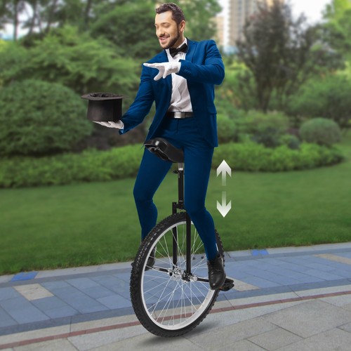 24 In Unicycle Adjustable Height Ride Bike Unisex Adult Steel Frame Bicycle - Picture 1 of 13