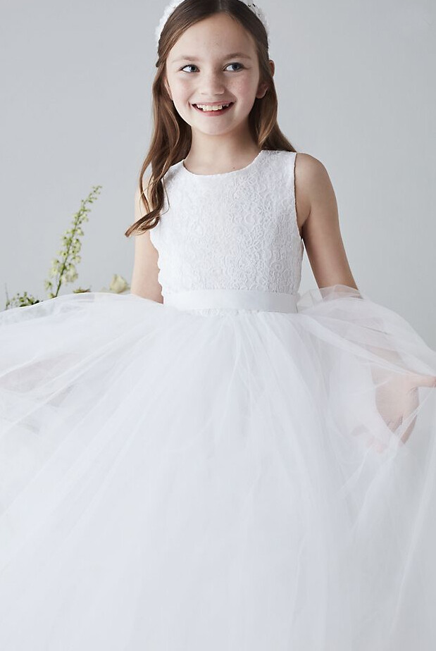 ball gown flower girl dress with heart cutout rk1368