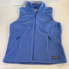 Vineyard Vines Fleece Vest Womens Small Light Blue Full Zip Classic Preppy Comfy