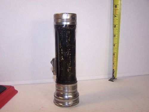 Vtg. Ray-O-Vac 1930's Black Chrome Plated Flashlight 12FS Good Condition Works - Picture 2 of 6