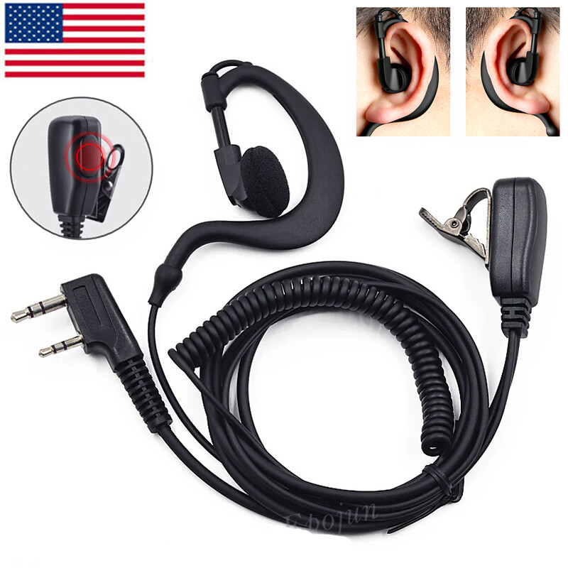 PTT Mic Earpiece Earbone Headset for Kenwood 2-Pins Two Way 