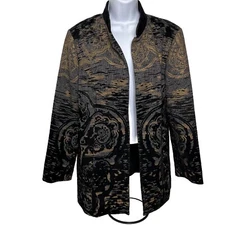 Chico's Jacket Women's Size 2 US XL Open Front Blazer Coatigan Long Sleeve Lined