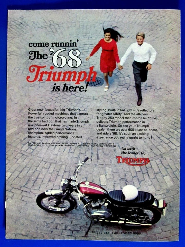 1968 Triumph 250 Come Runnin The 68 Triumph Is Here Original Print Ad 8.5 x 11" - Image 2 of 4