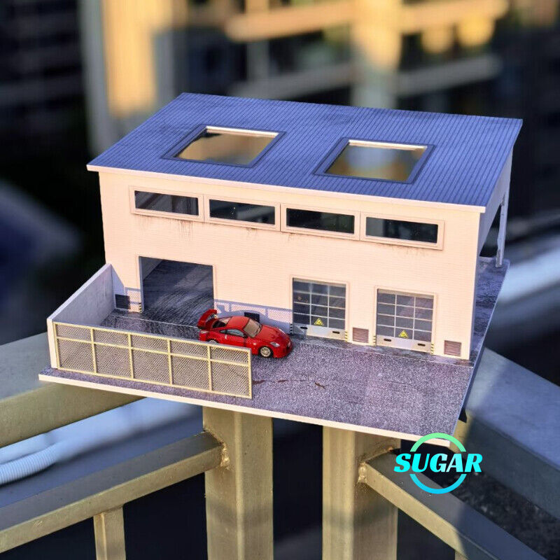 Diorama 1:64 Scale Car Garage Model Factory Workshop LED Lighting