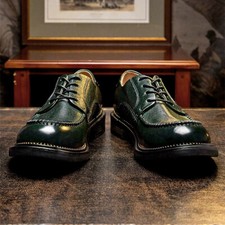 Retro British Round Toe Men's Lace Up Business Dress Real Leather Handmade Shoes