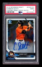 1-2018 BOWMAN CHROME DRAFT AUTO CONNOR SCOTT PIRATES CARD#CDA-CSC PSA9 963