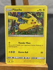 Pokemon Sun & Moon PIKACHU Sequin Holo Rare Promo SM04 General Mills Black Star