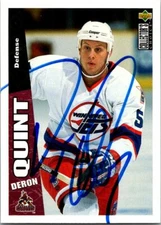 Deron Quint autographed hockey card (Phoenix Coyotes, FT) 1996 Upper Deck #206