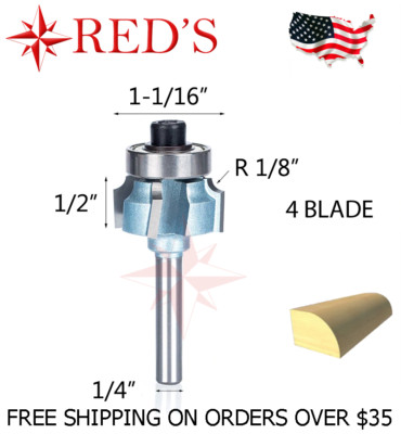 Tideway IND RC06020404Z4 1/8 Radius Round Over 1/4 shank router bit edge banding