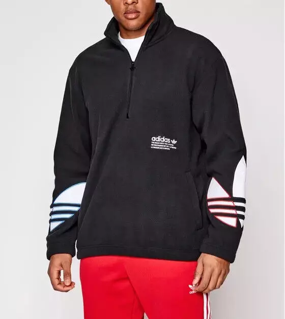Adidas Adicolor Tricolor Polar Fleece Half Zip Sweatshirt Size M
