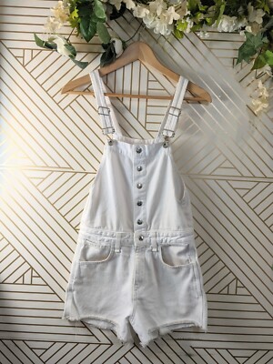 white denim dress overalls LA POUPETTE RUNWAY LOOK 18 SOLENA White Denim Bubble-Hem Overall Dress Maisoncleo