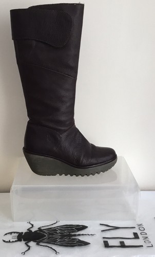 FLY LONDON YULE BROWN LEATHER PLATFORM 