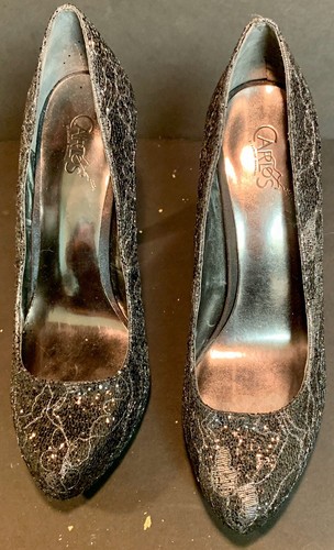 Carlos Santana Sanyana Love Black High Heel 5” Pump Shoes Womens 8 Dressy Shiny - Picture 4 of 7