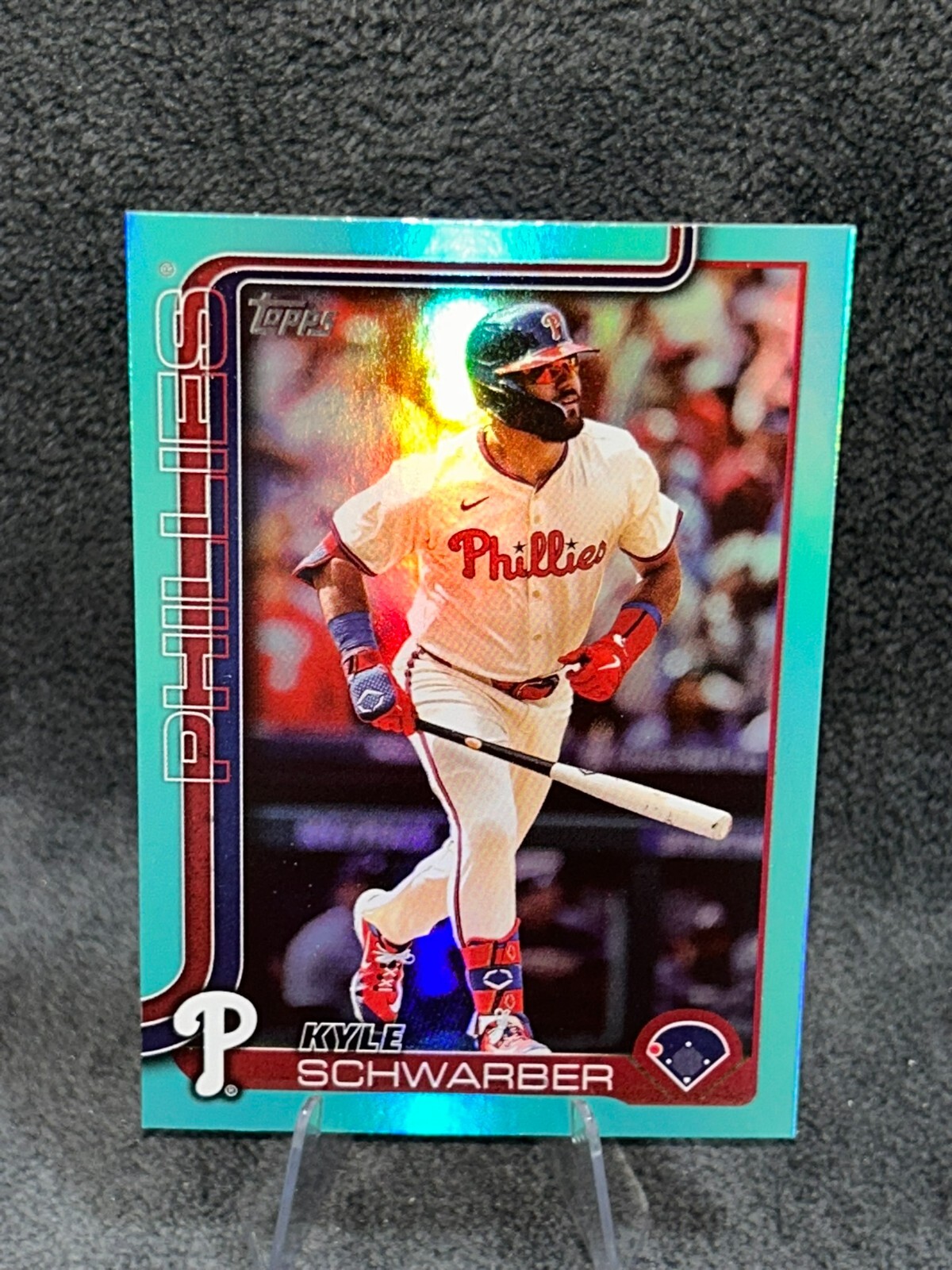 2025 Topps #141 Kyle Schwarber, Philadelphia Phillies RARE Aqua Holo Foil