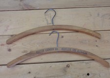 Antique Advertising Custom Laundry Co Wood Clothes Pants Skirt Hanger Vintage