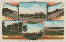 Amarillo Texas 6 park views Sanborn Bivins Ellwood North c1930s postcard D431