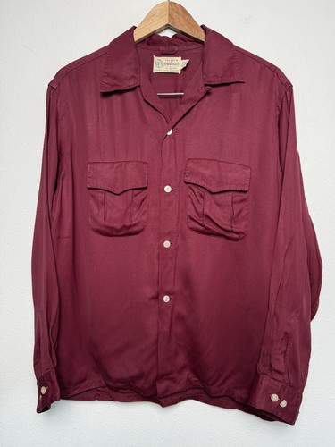 Vintage PENNEY'S Towncraft Maroon Longsleeve Button Shirt L 16-16 1/2