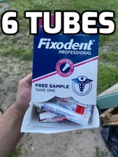 6 Tubes Fixodent Professional Hold & Seal Denture Adhesive 0.35 Oz Travel Size