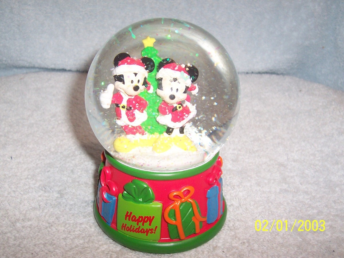 Disney Mickey & Minnie Mouse X-Mas Musical Snow Water Globe New