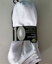 Performance Sport Lite Men's Low Cut Socks, 10 Pack, Sz 10 -3 White  Black -New