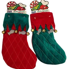 Xs 2 Pet Velvet 12" Bell Fish Red & Green Elf Stocking Christmas Holiday Hanging