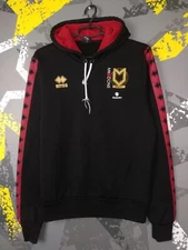 Mk Dons Training Jacket With Hood Hoodie Black Errea Mens Size L ig93
