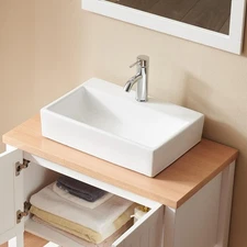 Bathroom Vessel Sink Ceramic Vessel Sink Vanity Basin Rectangular White