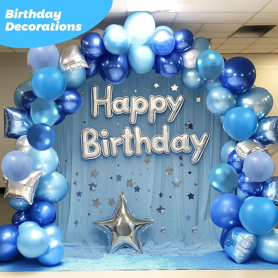 65 Globos Metalicos Azul Para Decoracion De Cumpleaños Fiestas Baby Shower Set - Image 3 of 4