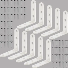 10PCS White L Bracket Corner Braces - 3.15x3.15x0.8 inch Heavy Duty Stainless...