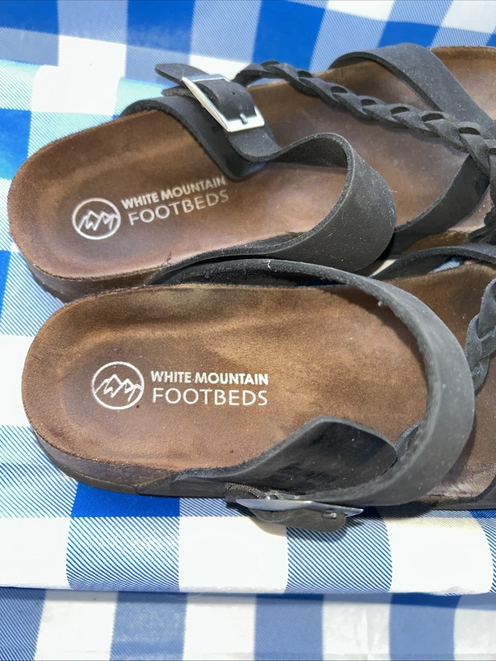 White Mountain Women's Sandals Black Leather, & Cork Footbed, Size 11 - Image 2 of 4