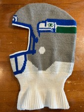 Vintage Seattle Seahawks Game Face Knit 1990 Beanie Hat Acrylic Helmet Cap, Rare