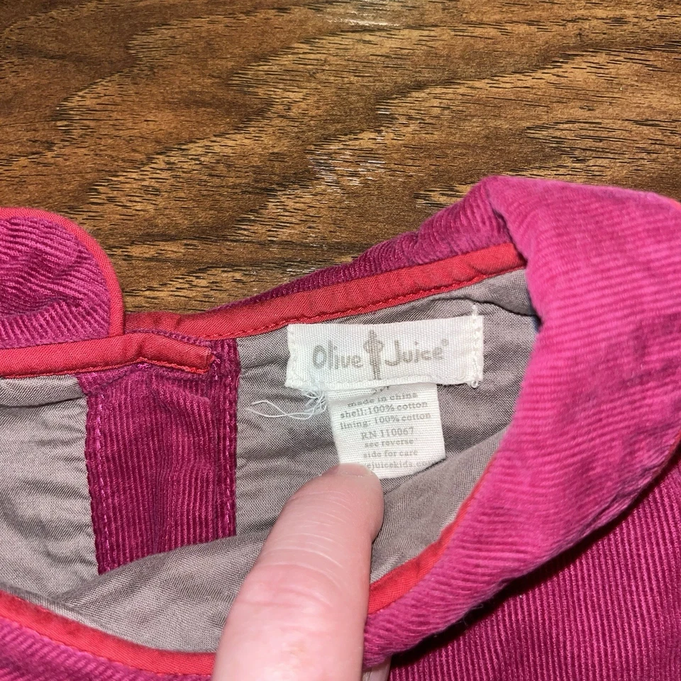 Vestido de pana con botones en la espalda 2T con jugo de oliva para niñas  Foto 3 de 4