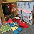 VINTAGE 1960’s BARBIE & MIDGE Pink double wide Carry case w/clothing & booklet