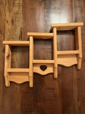 Vintage Wood Wall Shelf Country Cottage Farm Heart Cutout Rustic Small Display