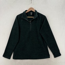 Eddie Bauer Fleece 1/4 Zip Sweatshirt Womens Medium Green Evergreen Pullover NWT