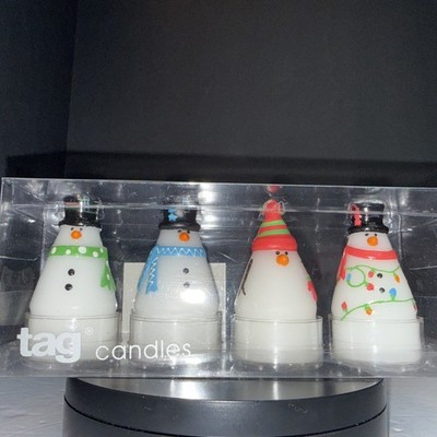 TAG Christmas Votive Candles - 4 PACK OF SNOWMAN - New in Box