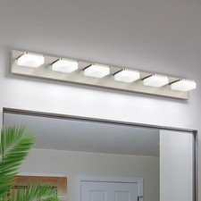 Brushed Nickel Vanity Lights for Bathroom 6-Light Vanity Lighting Fixtures fo...