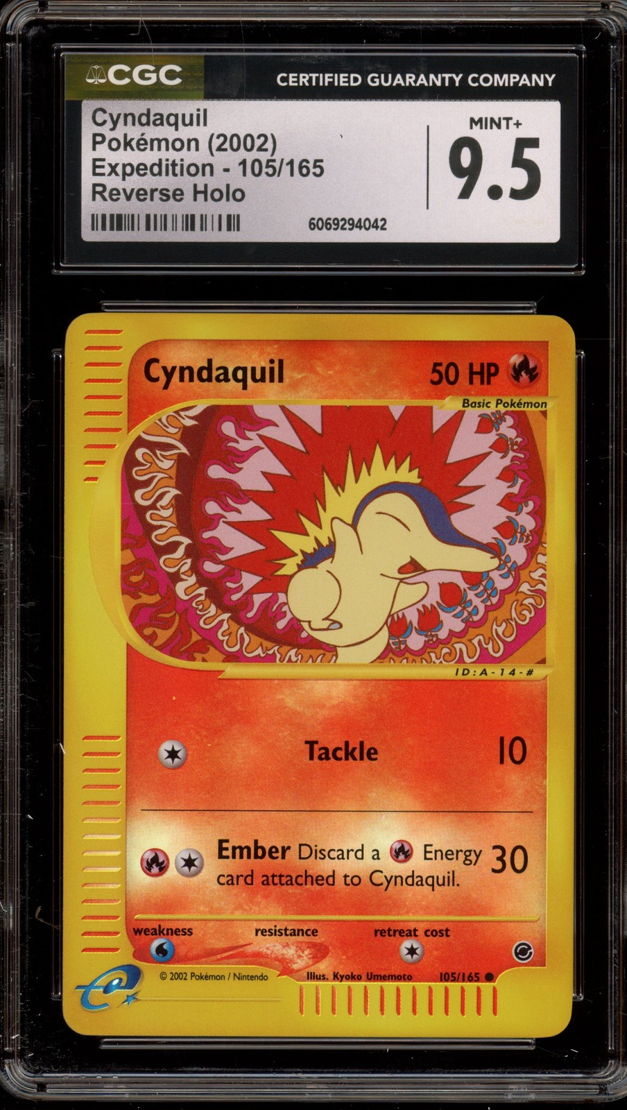 Pokemon Cyndaquil Expedition Reverse Holo #105 CGC 9.5