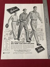 Big Yank Shirts by Reliance Manufacturing Company, Chicago IL 1940’s Print Ad