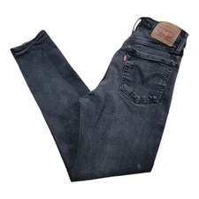 Levi's Wedgie Skinny Jeans Women's 27 High Rise Black Denim Button Fly