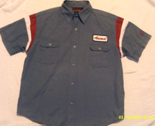 MEN'S ANIMAL RETRO BOWLING STYLE SHORT SLEEVE BLUE SHIRT.SIZE LARGE.P2P 24"